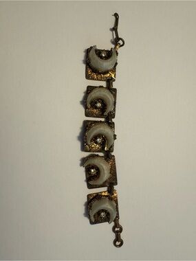 Vintage Victorian Revival Link Panel Bracelet. Antiqued Brass/Gold Tone
